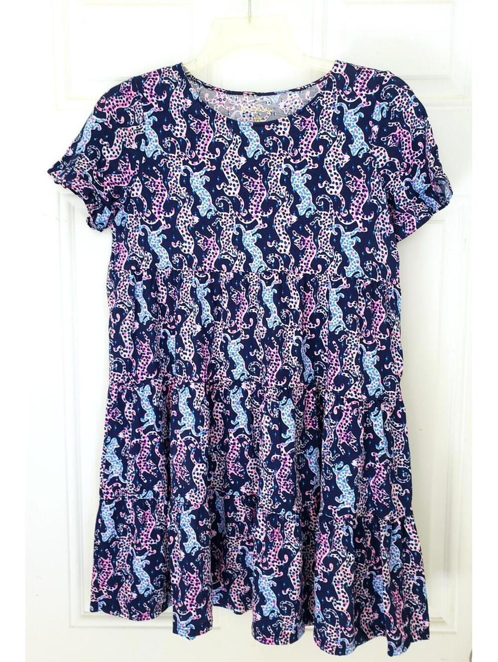Lilly Pulitzer On The Catwalk Print Mini Jodee Tiered Dress Girl’s Size XL 12/14